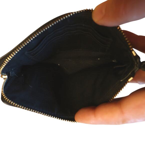 Coach Black Pebbled Leather Corner-Zip Wristlet Gold Hardware 2 Card Slots - Picture 5 of 9